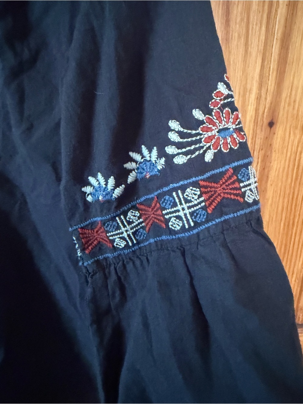 Maison Hotel Embroidered 100% Cotton Blouse - Black - Size S - Picture 4 of 7
